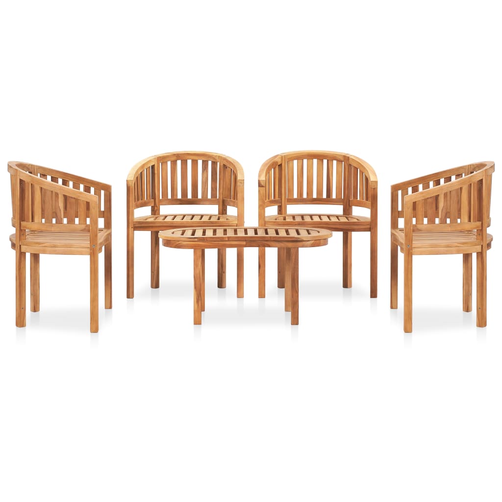 Set Salotto da Giardino 5 pz Design Curvo in Massello di Teak