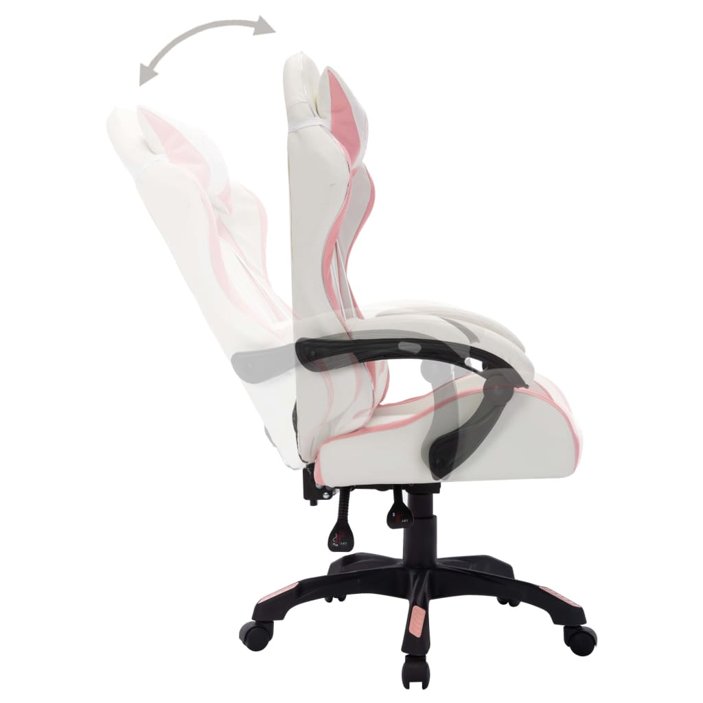Sedia da Gaming con Luci a LED RGB Rosa e Nera in Similpelle - homemem39