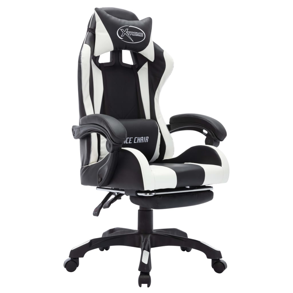 Sedia da Gaming con Luci a LED RGB Bianca e Nera in Similpelle - homemem39