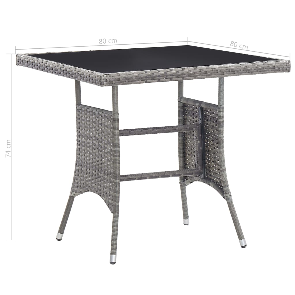 Set da Pranzo per Giardino 3 pz in Polyrattan Antracite Grigio - homemem39