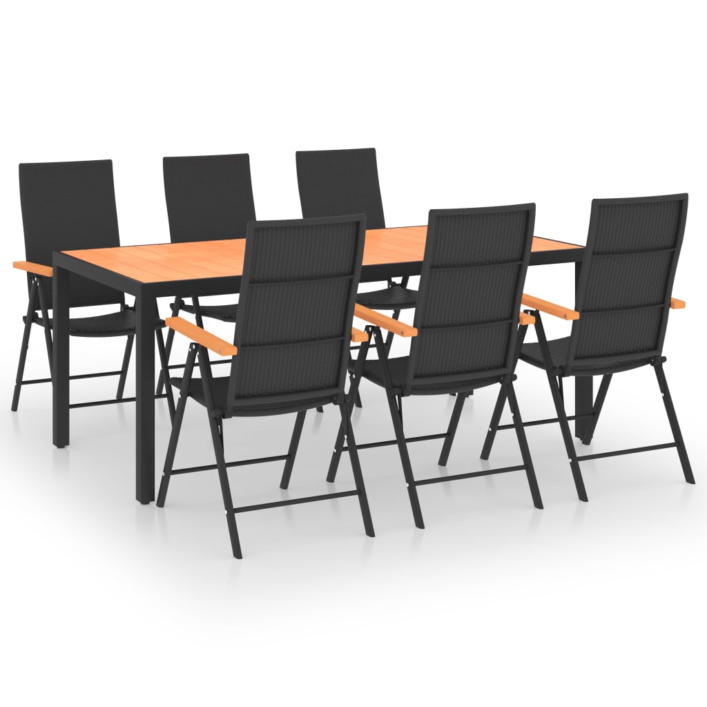 Set da Pranzo da Giardino 7 pz Nero e Marrone - homemem39
