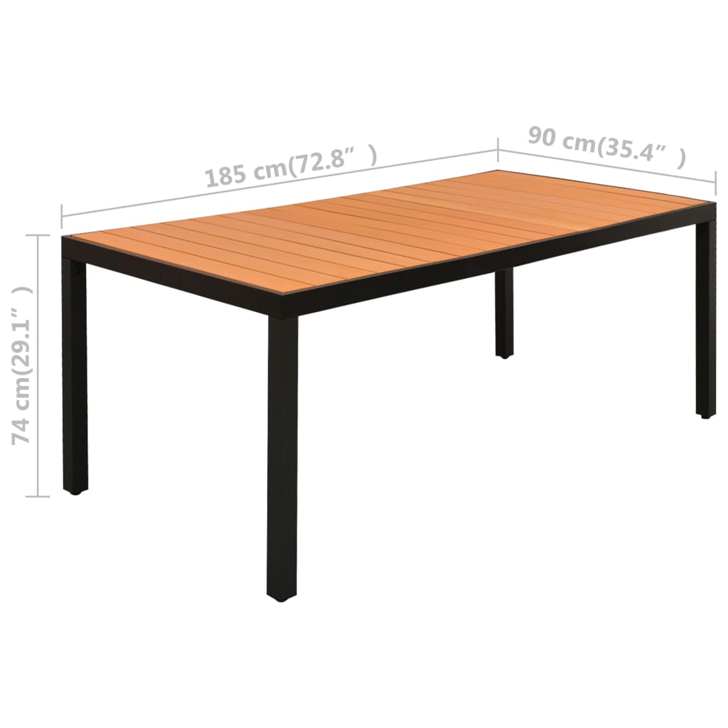 Set da Pranzo da Giardino 7 pz Nero e Marrone - homemem39