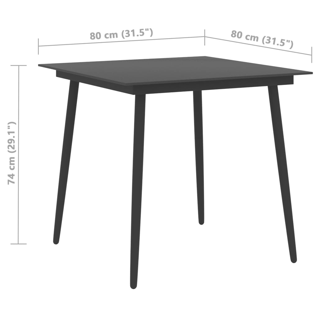 3-piece Garden Dining Set in Black PVC Rattan
