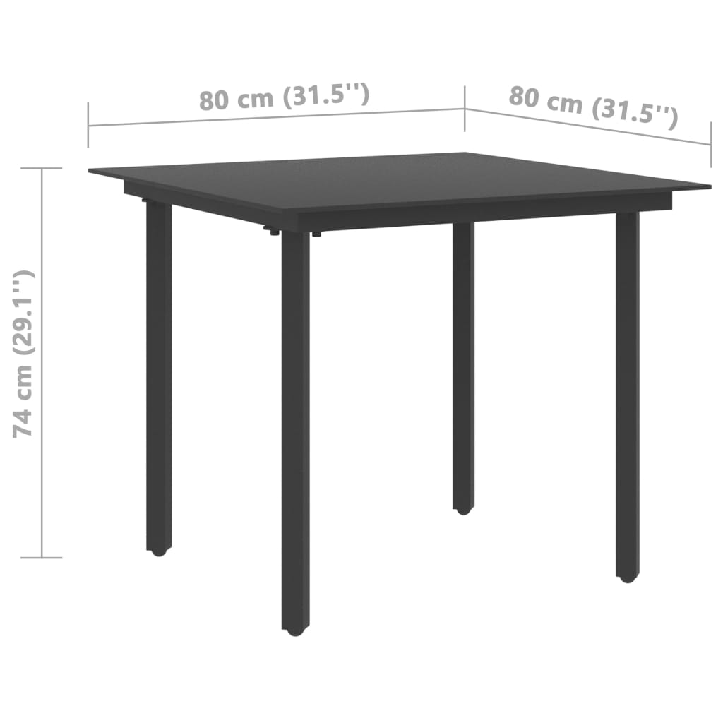 3-piece Garden Dining Set in Black PVC Rattan