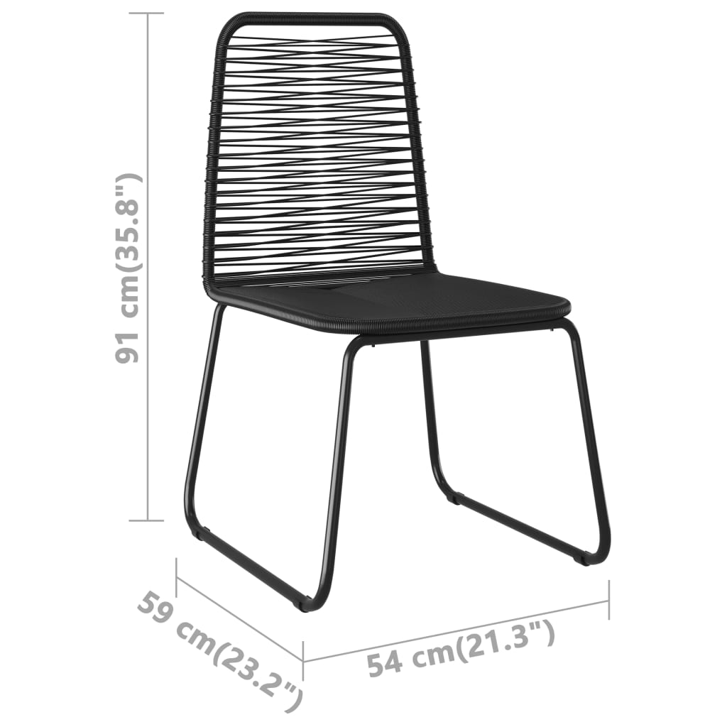 3-piece Garden Dining Set in Black PVC Rattan
