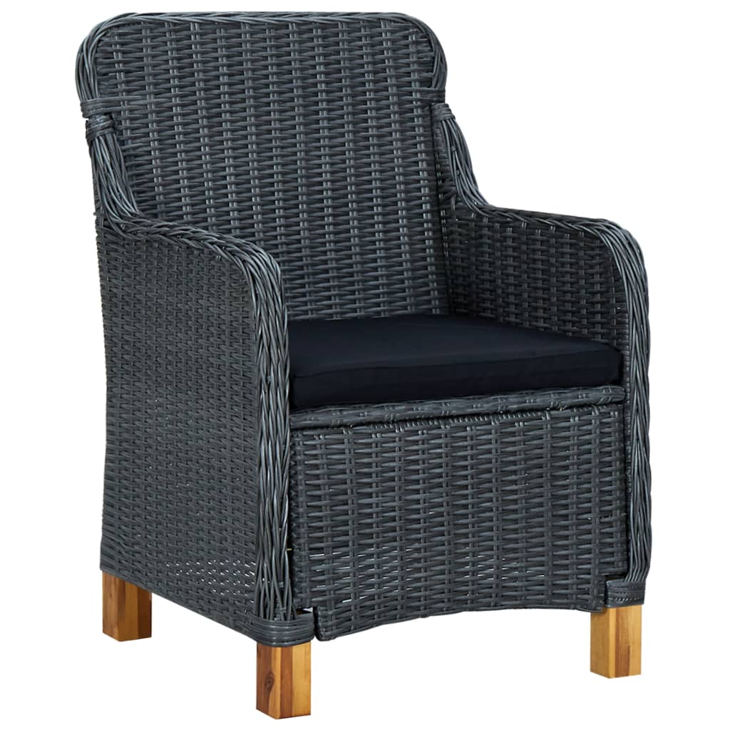 Set Divani da Giardino 3 pz con Cuscini Polyrattan Grigio Scuro - homemem39