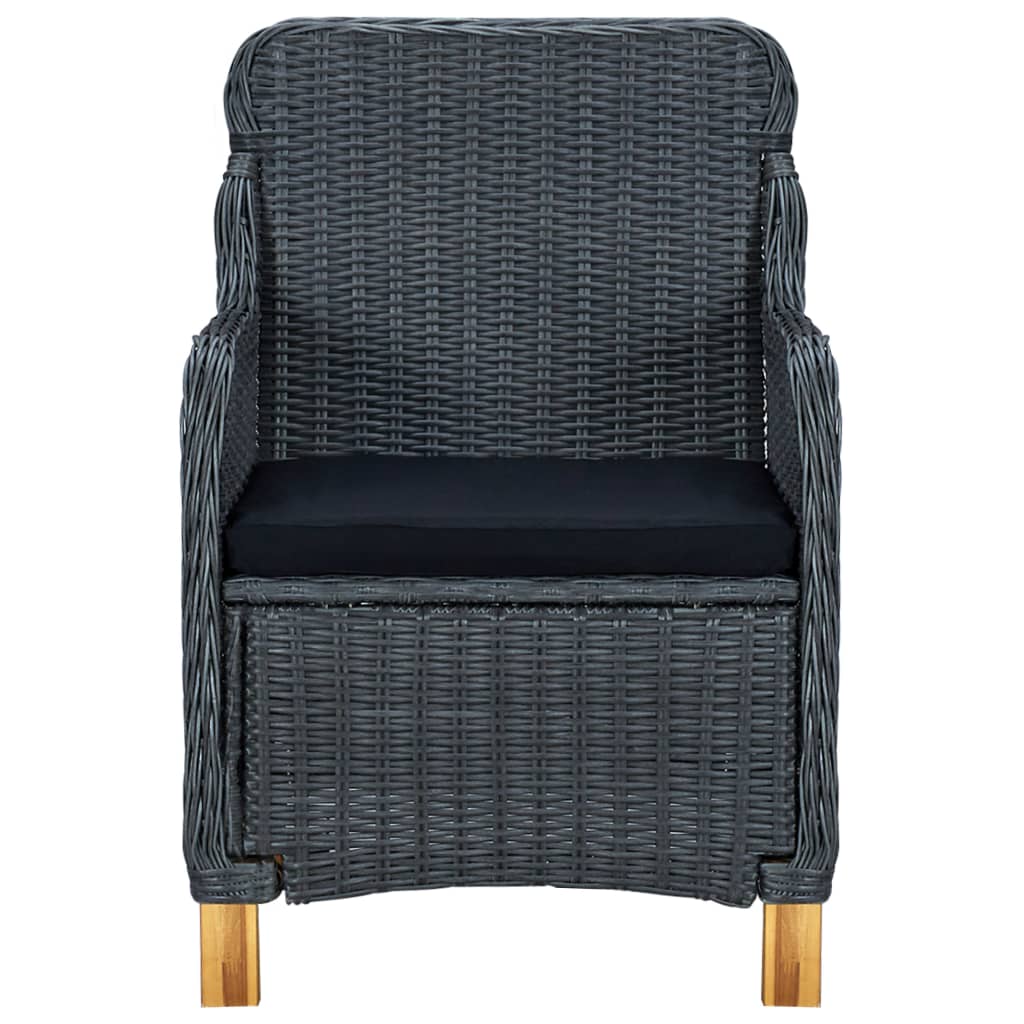 Set Divani da Giardino 3 pz con Cuscini Polyrattan Grigio Scuro - homemem39