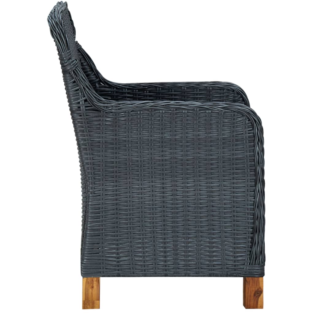 Set Divani da Giardino 3 pz con Cuscini Polyrattan Grigio Scuro - homemem39