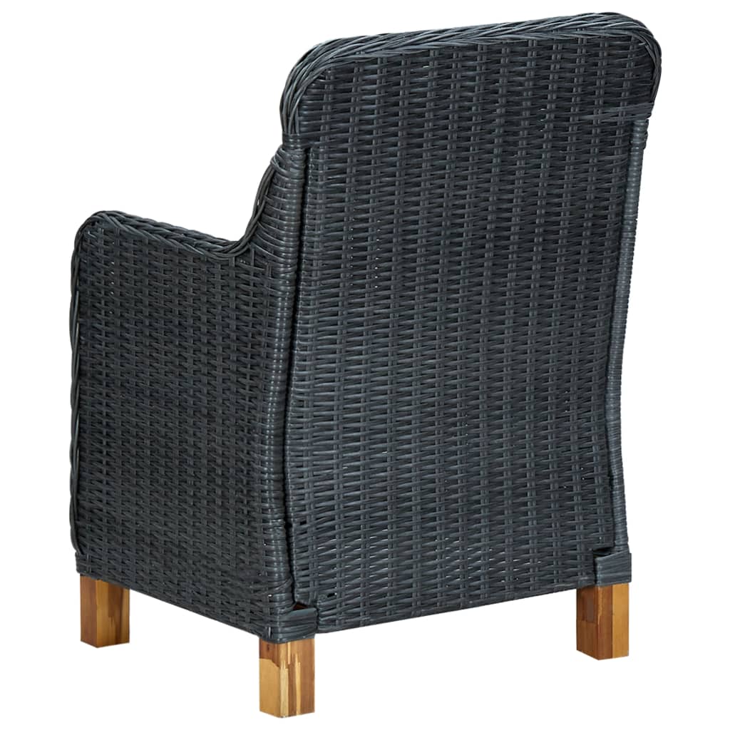 Set Divani da Giardino 3 pz con Cuscini Polyrattan Grigio Scuro - homemem39