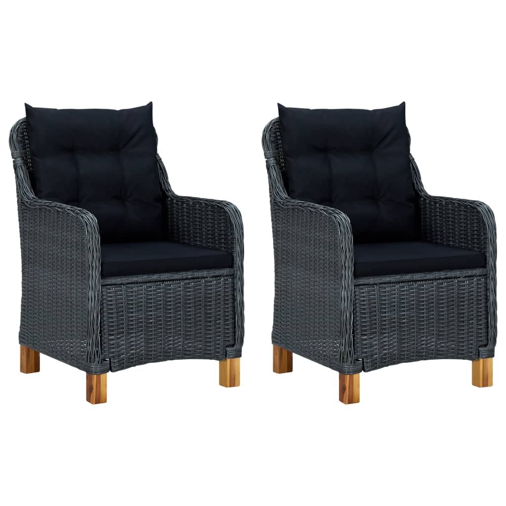 Set Divani da Giardino 3 pz con Cuscini Polyrattan Grigio Scuro - homemem39