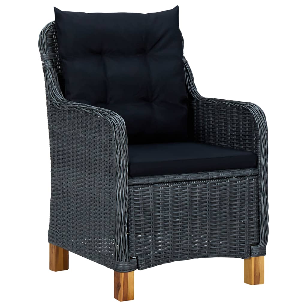 Set Divani da Giardino 3 pz con Cuscini Polyrattan Grigio Scuro - homemem39