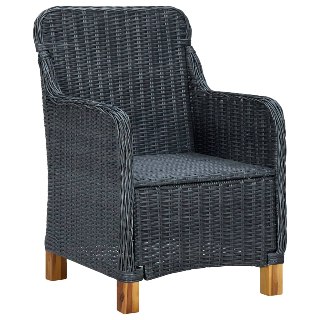 Set Divani da Giardino 3 pz con Cuscini Polyrattan Grigio Scuro - homemem39