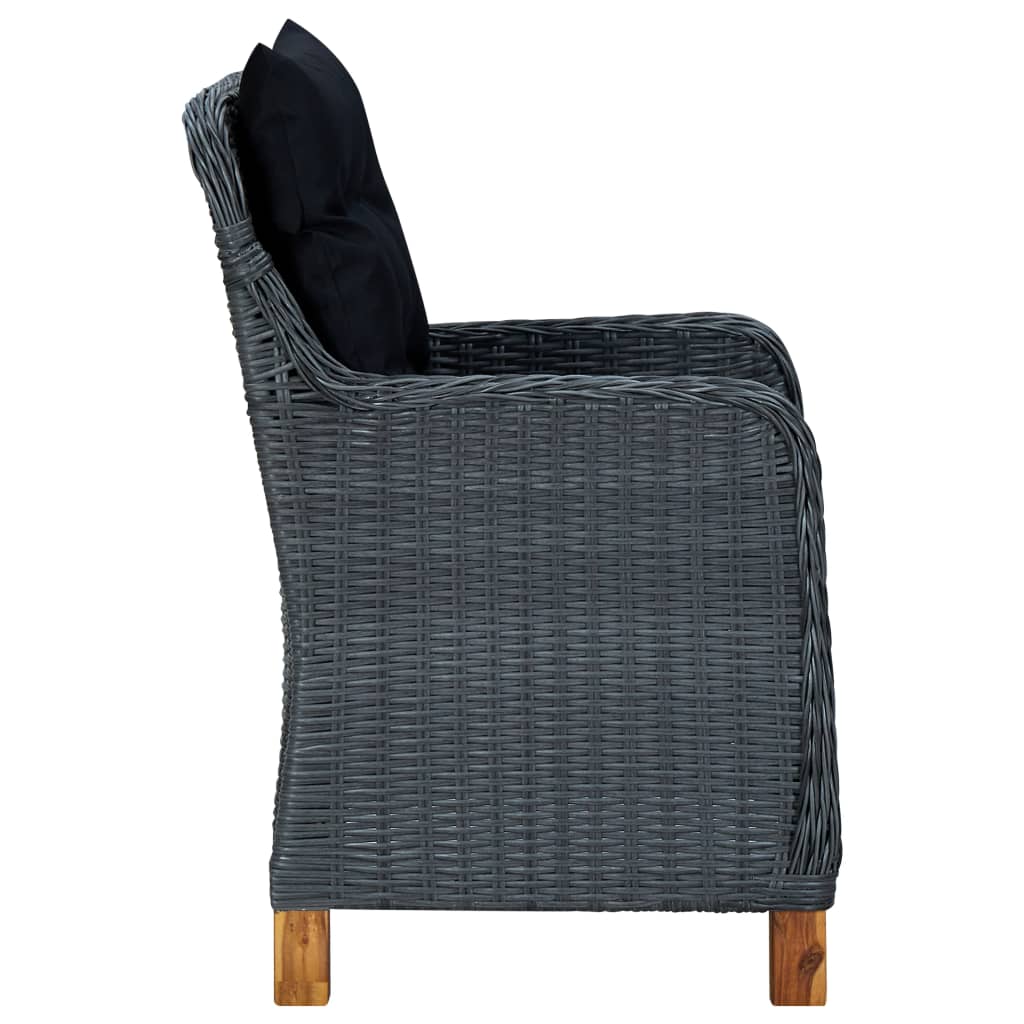 Set Divani da Giardino 3 pz con Cuscini Polyrattan Grigio Scuro - homemem39