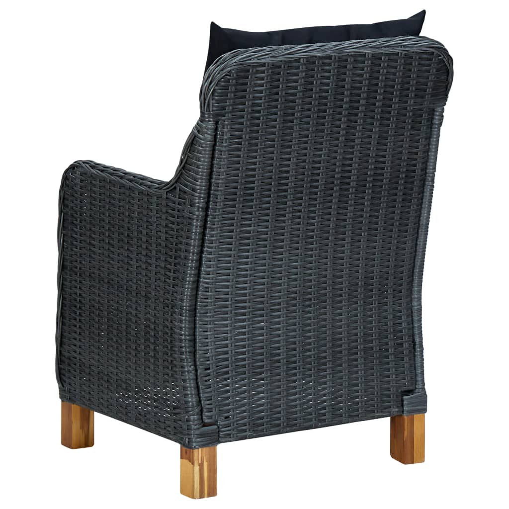 Set Divani da Giardino 3 pz con Cuscini Polyrattan Grigio Scuro - homemem39