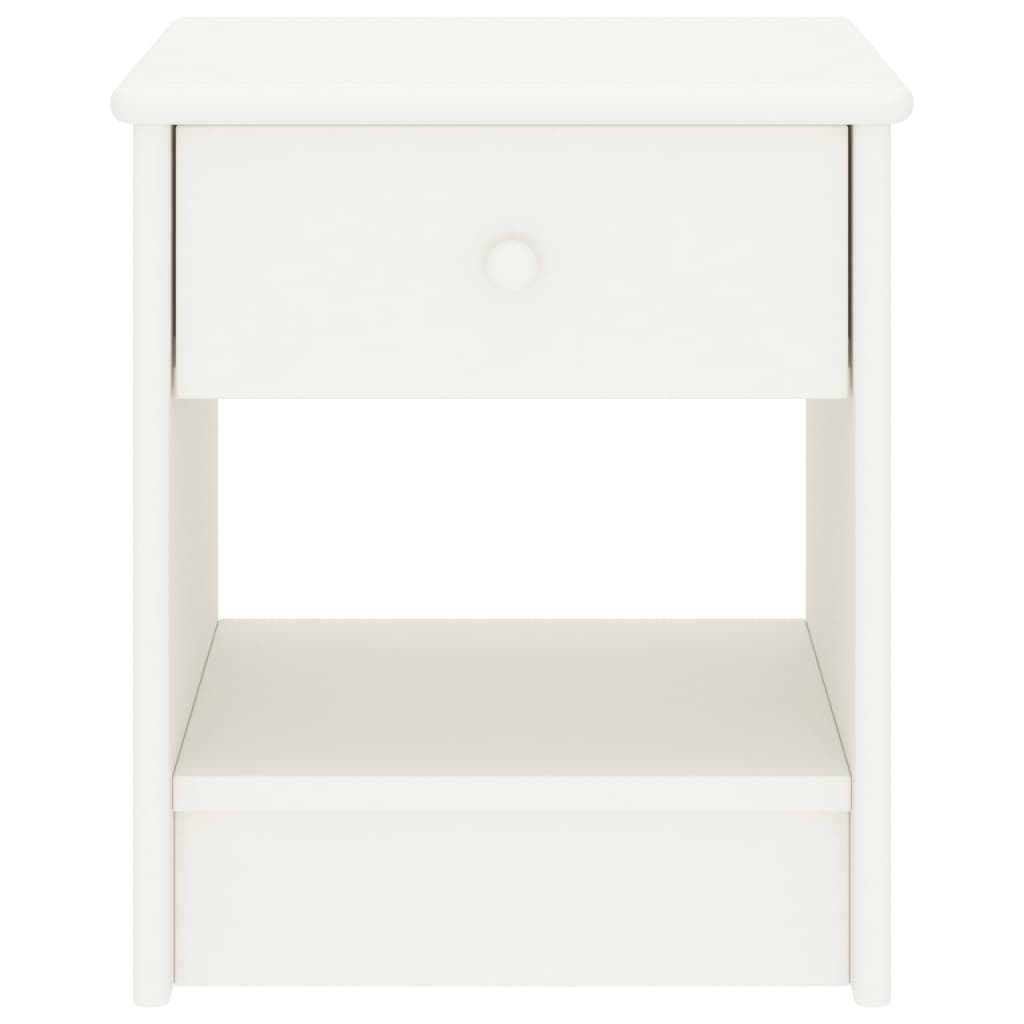 Comodino Bianco 35x30x40 cm in Legno Massello di Pino - homemem39