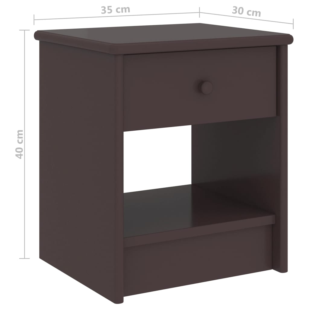 Comodino Marrone Scuro 35x30x40 cm in Legno Massello di Pino - homemem39