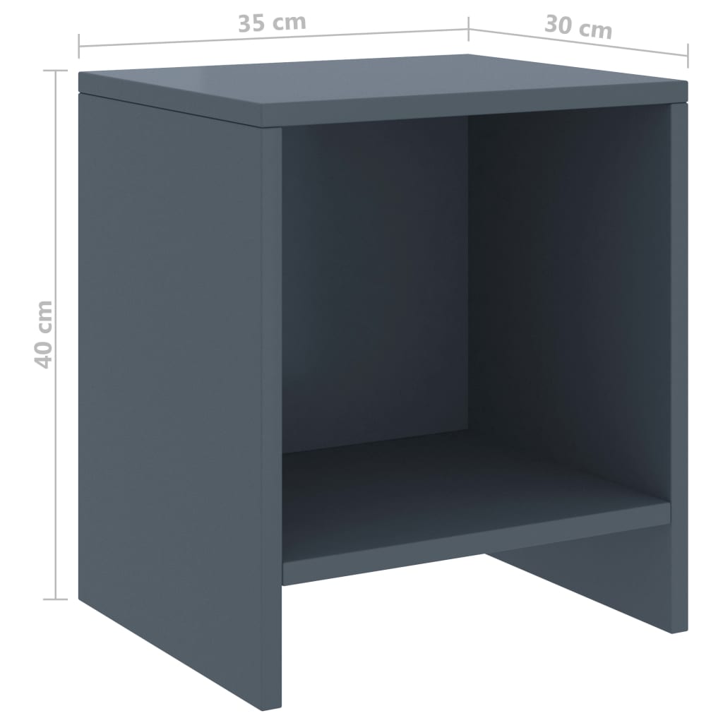 Comodino Grigio Chiaro 35x30x40 cm in Legno Massello di Pino - homemem39