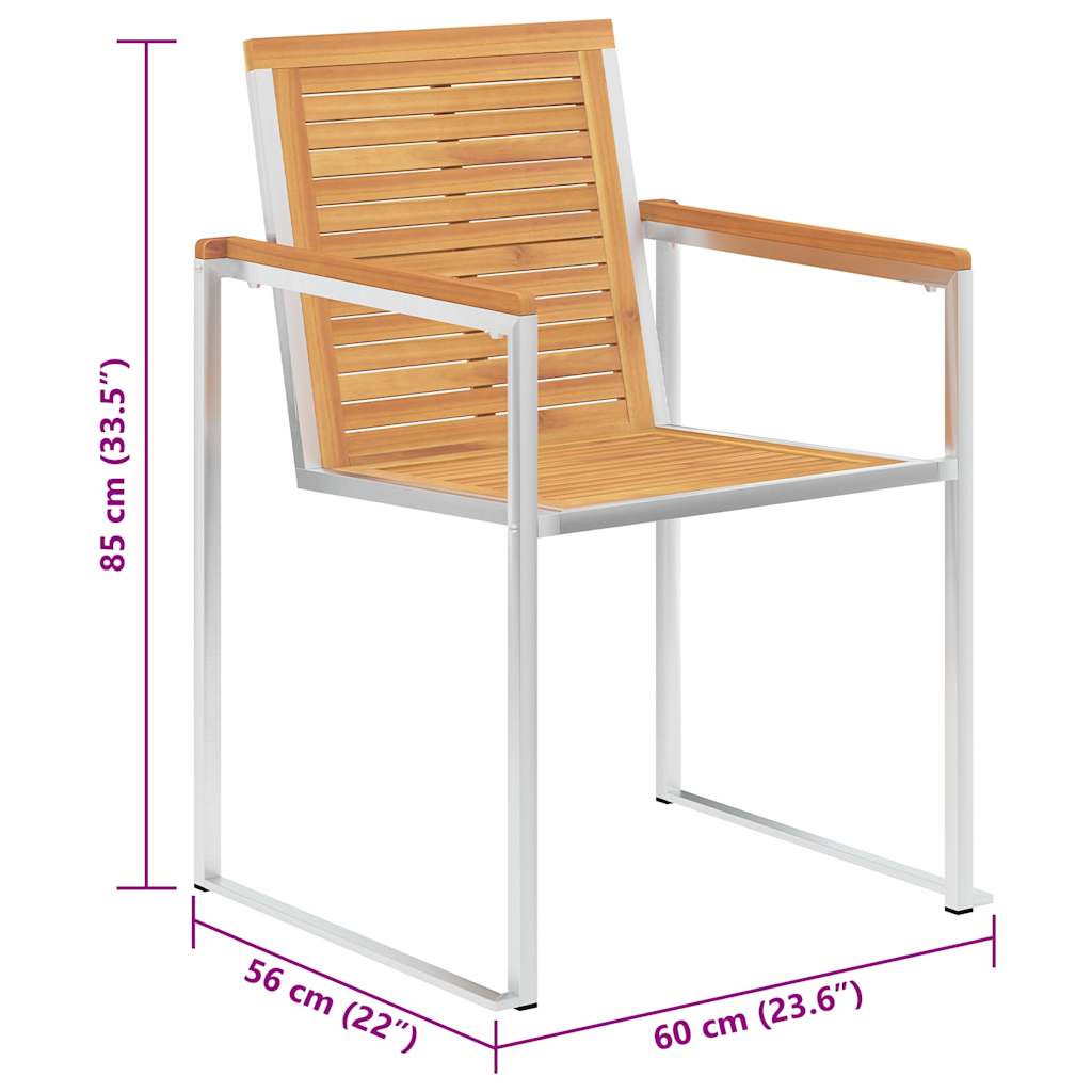 Sedie da Giardino 2 pz con Cuscini in Legno Acacia e Acciaio | homemem39