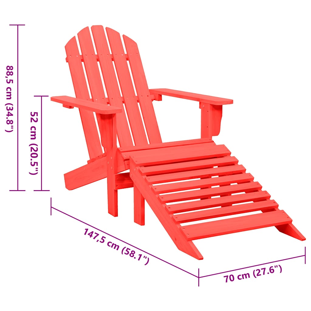 Sedia Giardino Adirondack con Ottomana Massello di Abete Rossa - homemem39