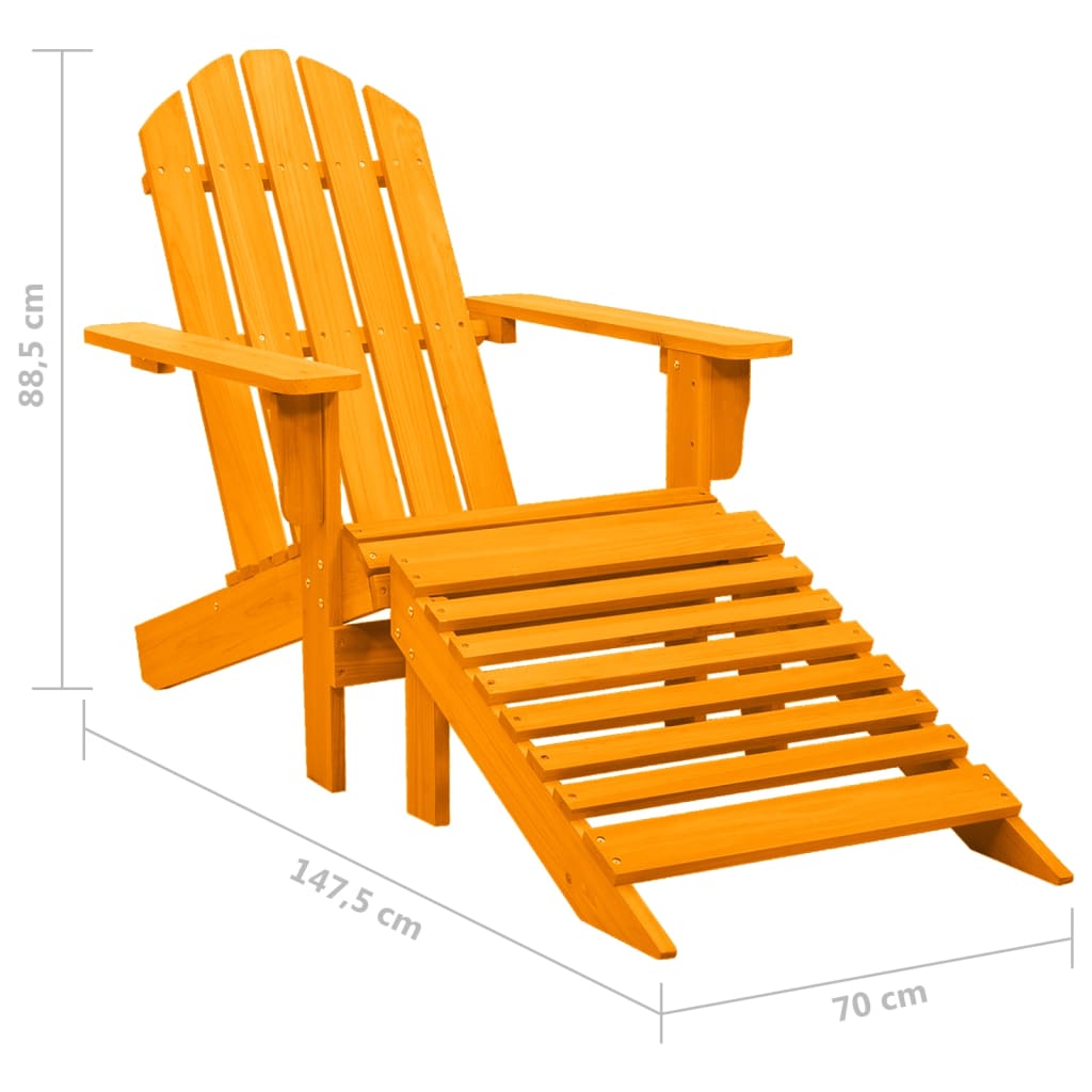 Sedia Giardino Adirondack con Pouf Massello di Abete Arancione - homemem39