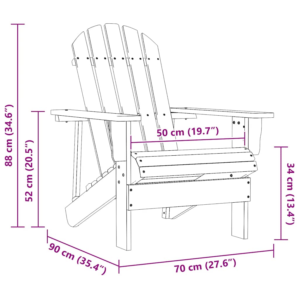 Sedia Adirondack con Tavolo Abete Massello Marrone | homemem39
