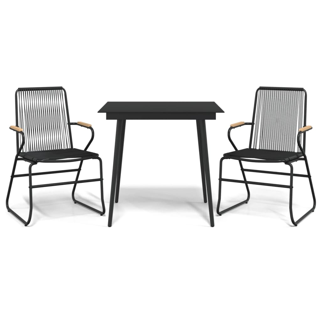 Set da Pranzo da Giardino 3 pz Nero in Rattan PVC - homemem39