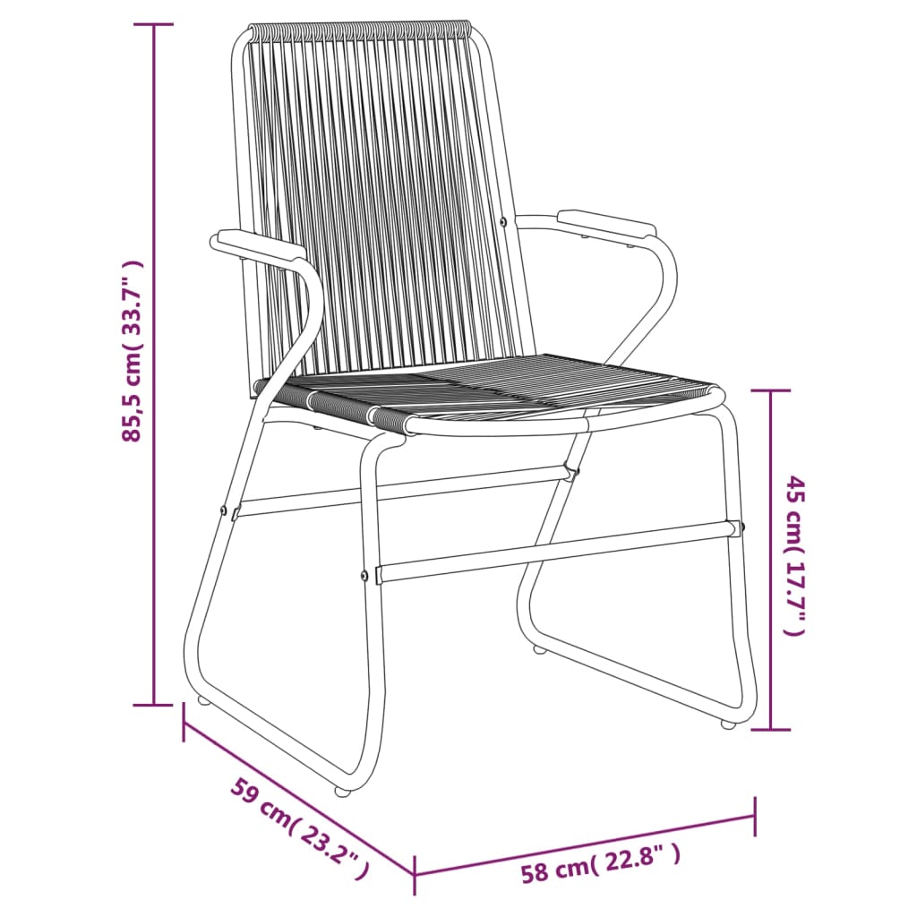 Set da Pranzo da Giardino 3 pz Nero in Rattan PVC | homemem39