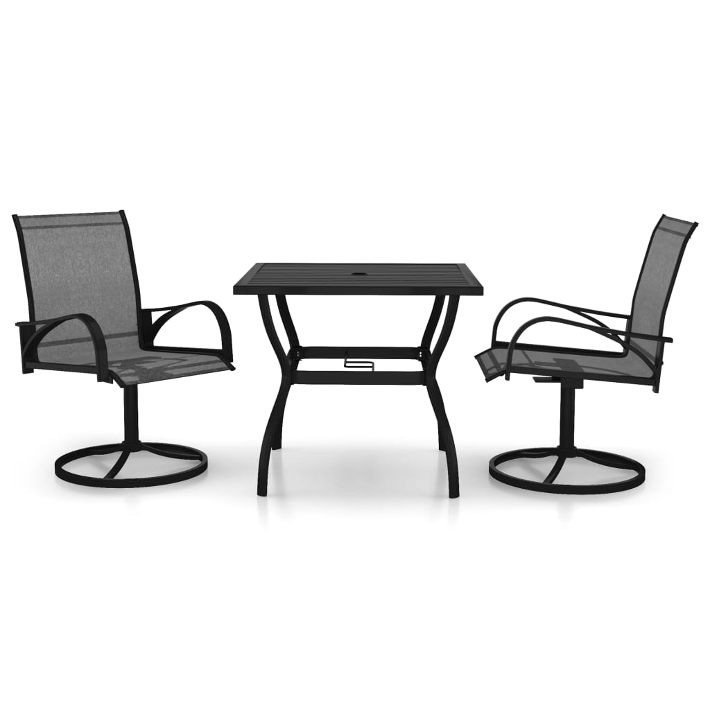 3 pc Garden Dining Set in Textilene and Steel
