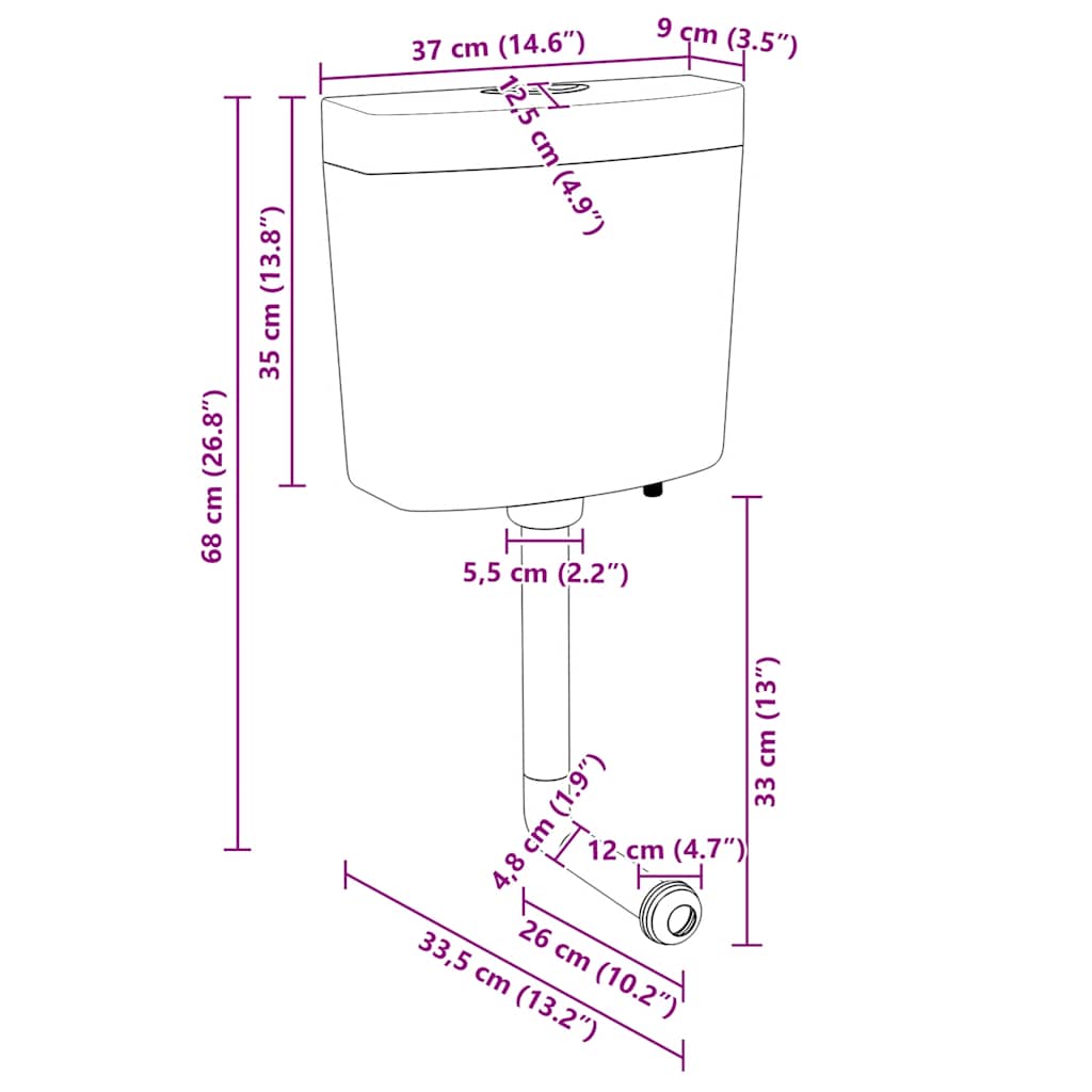 Sciacquone WC con Ingresso Acqua dal Basso 3/6 L Nero - homemem39