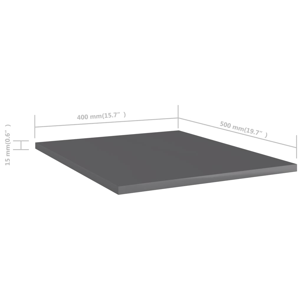 Ripiani per Libreria 8pz Grigio Lucido 40x50x1,5cm Multistrato - homemem39