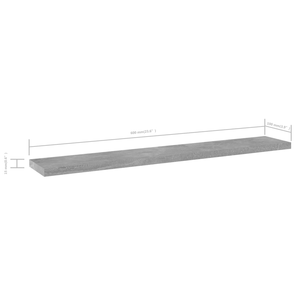 Ripiani per Libreria 4pz Grigio Cemento 60x10x1,5cm Multistrato - homemem39