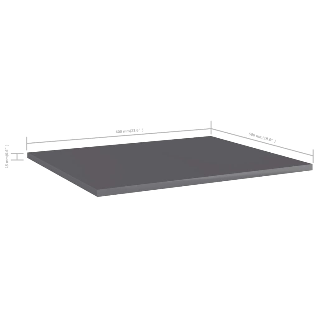 Ripiani per Libreria 8pz Grigio Lucido 60x50x1,5cm Multistrato - homemem39