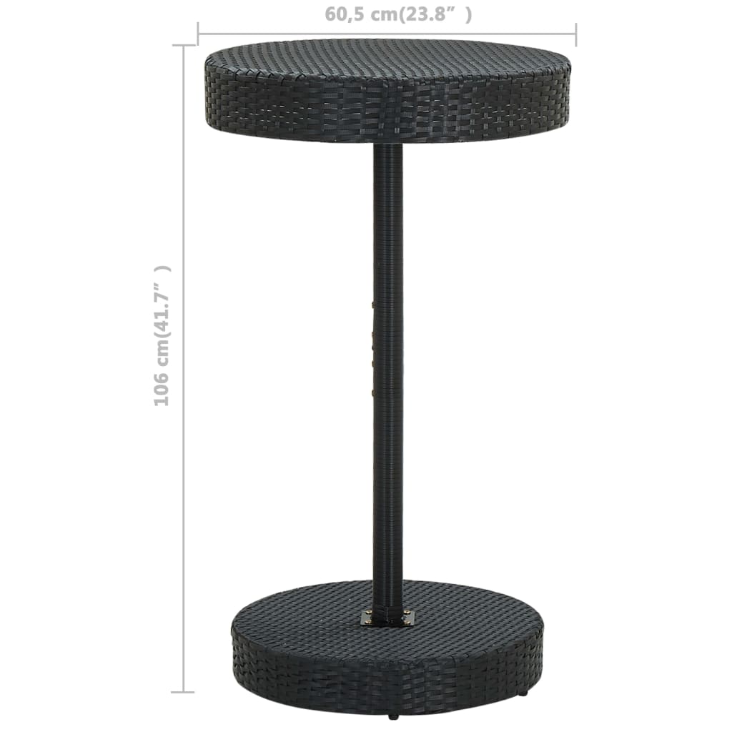 Set Bar da Giardino 3 pz con Cuscini Polyrattan Nero | homemem39