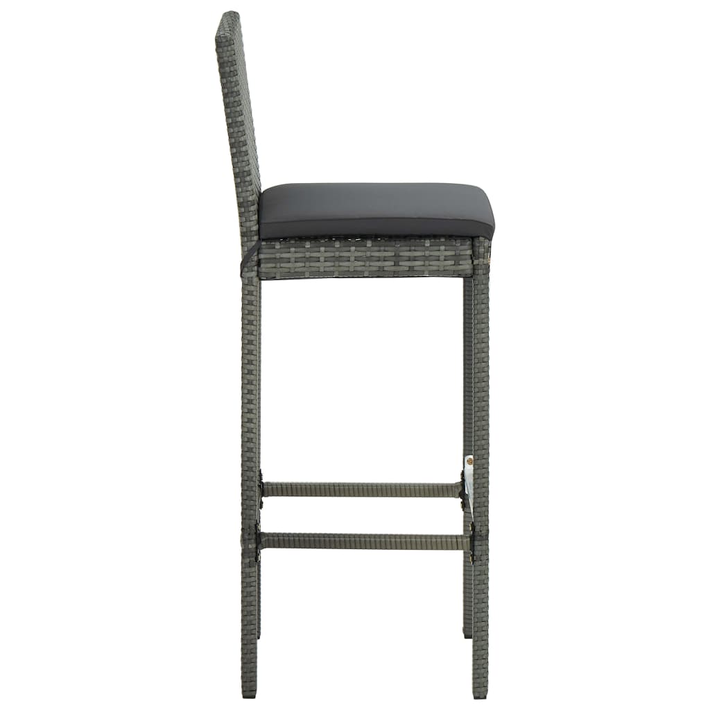 Set da Bar da Giardino 5 pz con Cuscini in Polyrattan Grigio