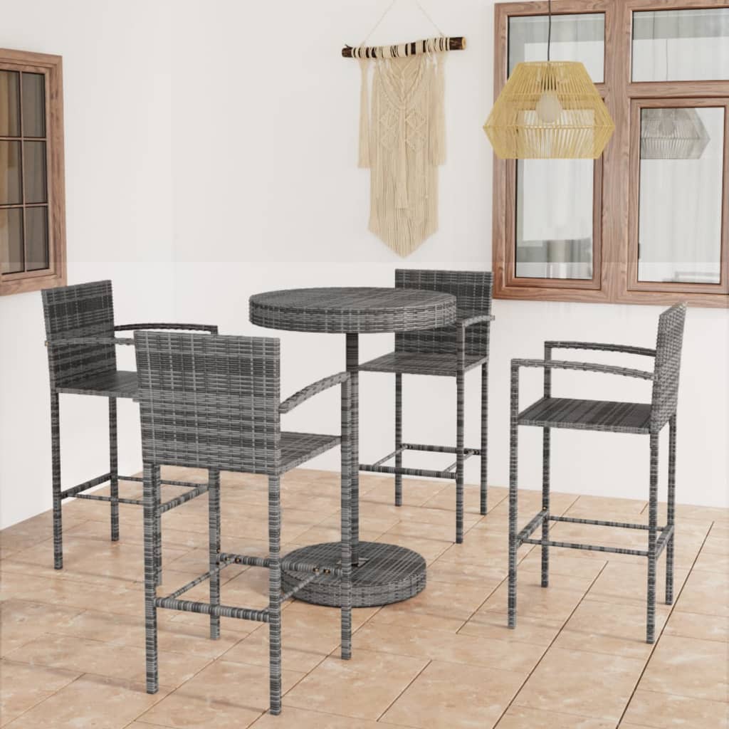 5 pc Garden Bar Set in Gray Polyrattan