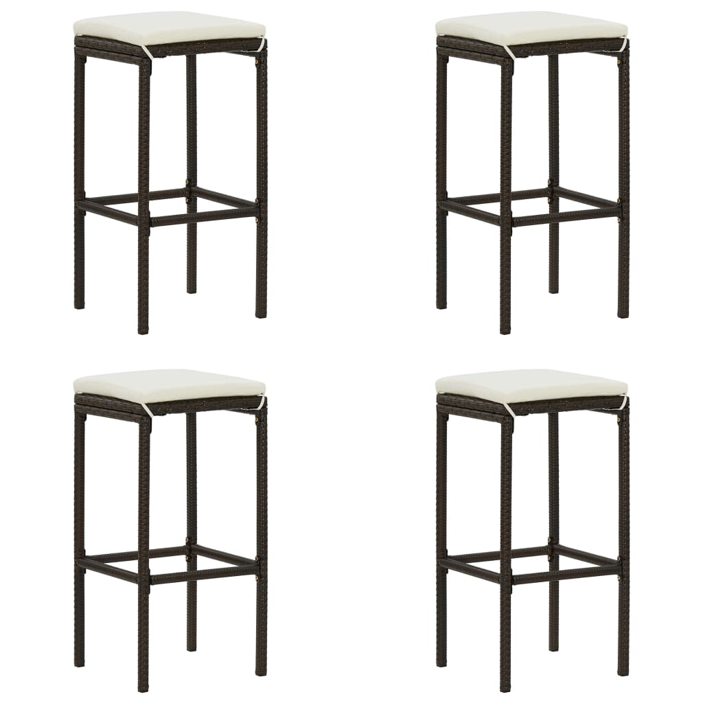 5 pc Garden Bar Set with Brown Polyrattan Cushions