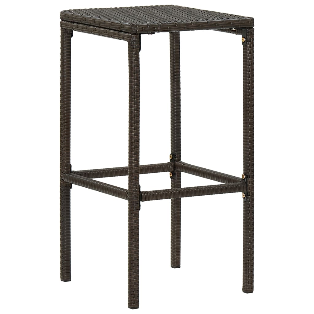 5 pc Garden Bar Set with Brown Polyrattan Cushions