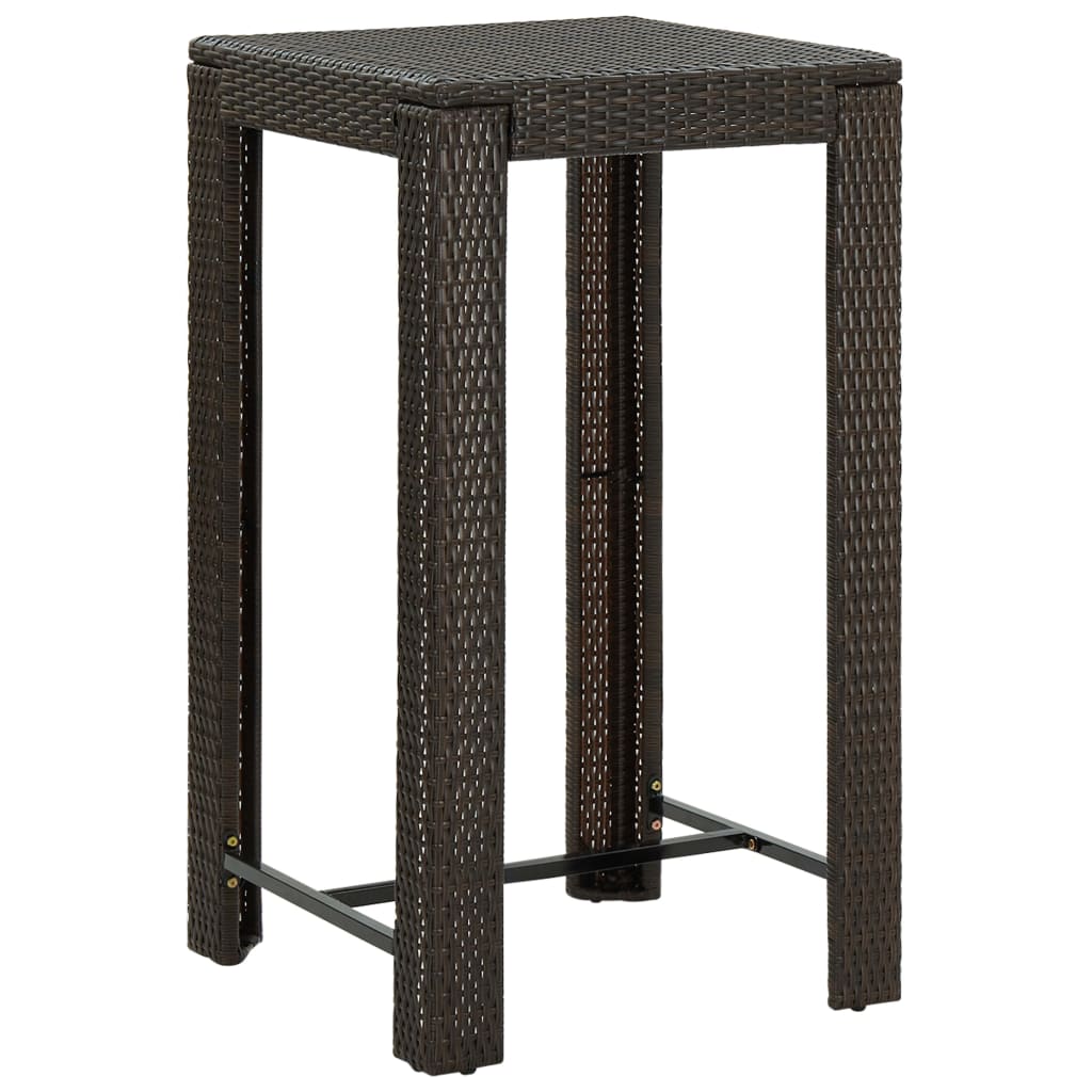 5 pc Garden Bar Set with Brown Polyrattan Cushions