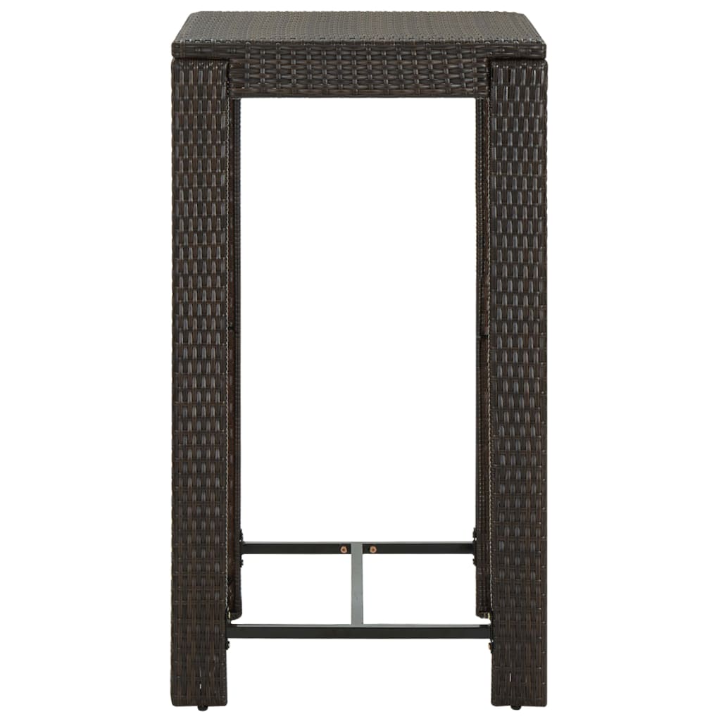 5 pc Garden Bar Set with Brown Polyrattan Cushions