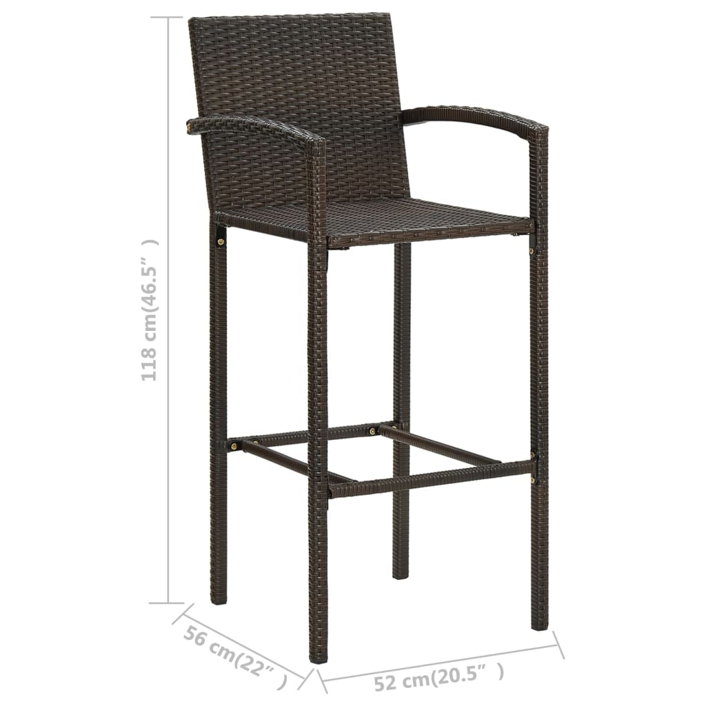 Set Bar da Giardino 5 pz con Braccioli in Polyrattan Marrone | homemem39