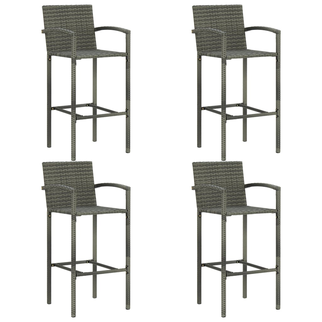 Set Bar da Giardino 5 pz con Braccioli in Polyrattan Grigio - homemem39