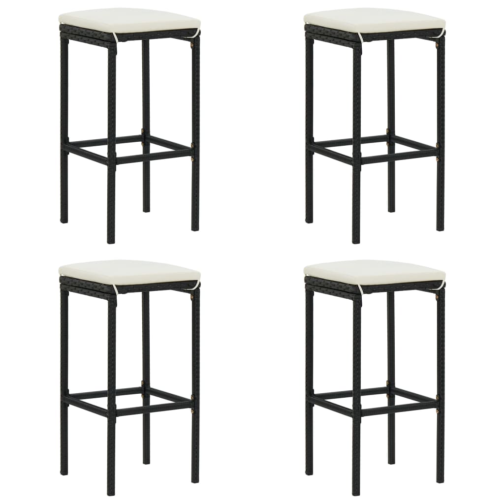 Set Bar da Giardino 5 pz con Cuscini in Polyrattan Nero - homemem39