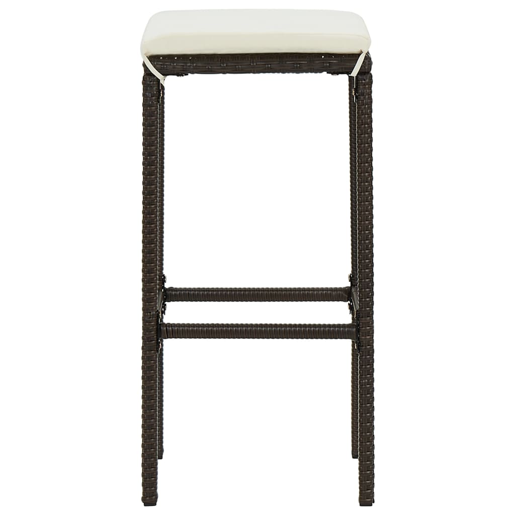 Set da Bar da Giardino 7 pz con Cuscini in Polyrattan Marrone - homemem39