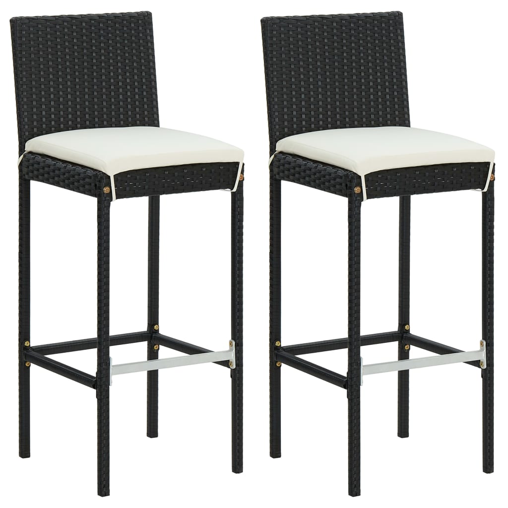 Set Bar da Giardino 3 pz con Cuscini in Polyrattan Nero - homemem39
