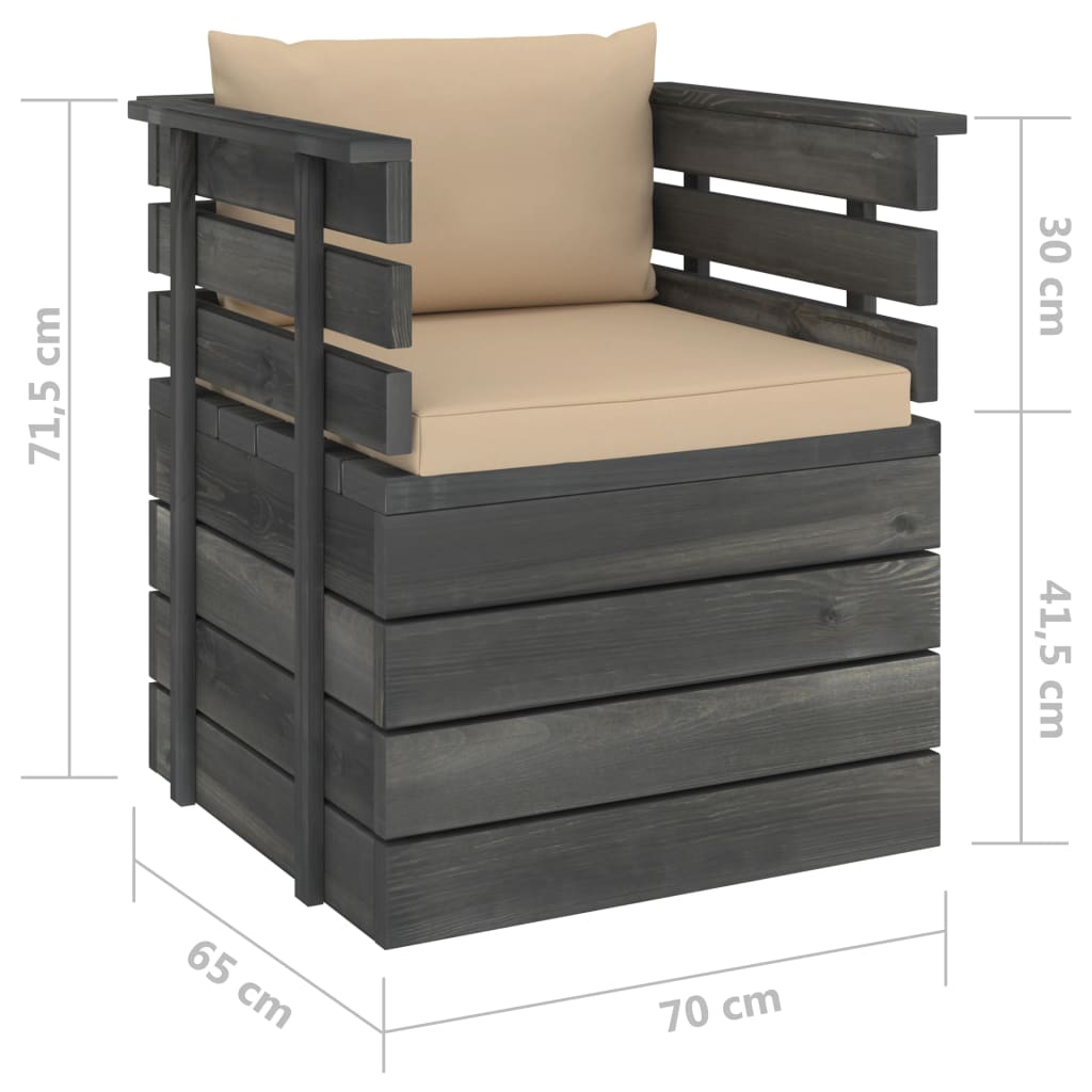 Poltrona da Giardino con Cuscini in Legno di Pino | homemem39