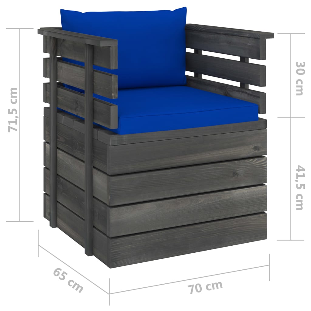 Poltrona da Giardino con Cuscini in Legno di Pino | homemem39