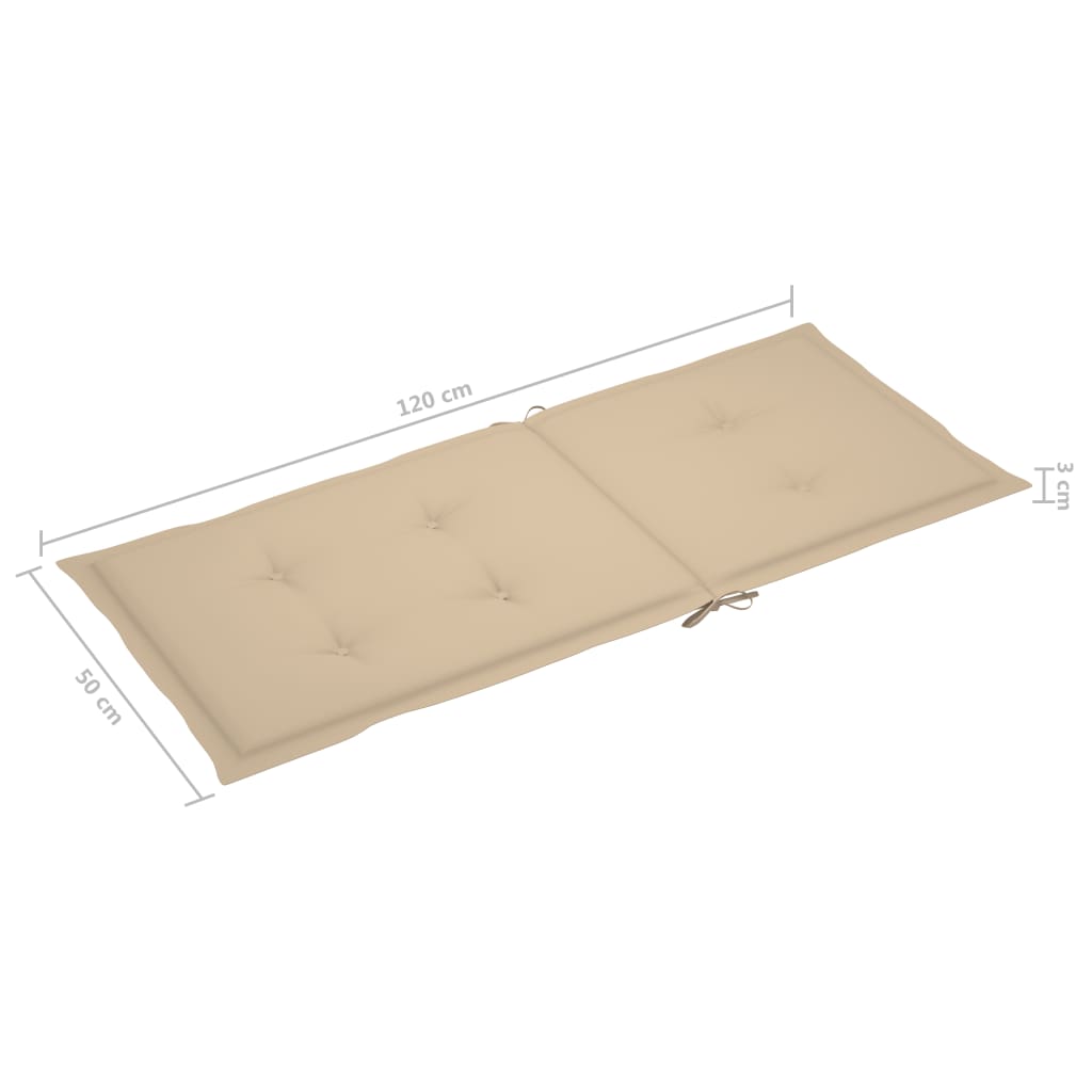 Sedie da Giardino 2 pz con Cuscini Beige Massello di Teak - homemem39