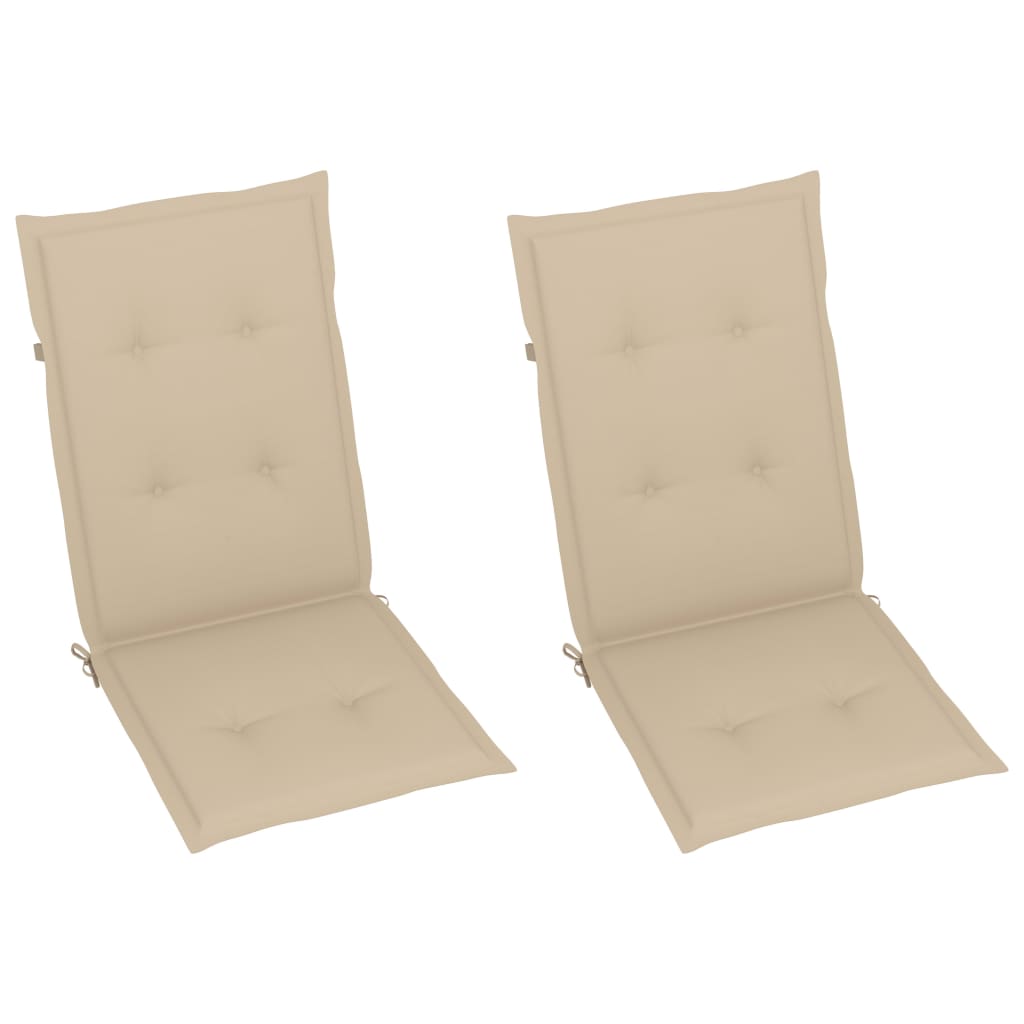 Sedie da Giardino 2 pz con Cuscini Beige Massello di Teak - homemem39