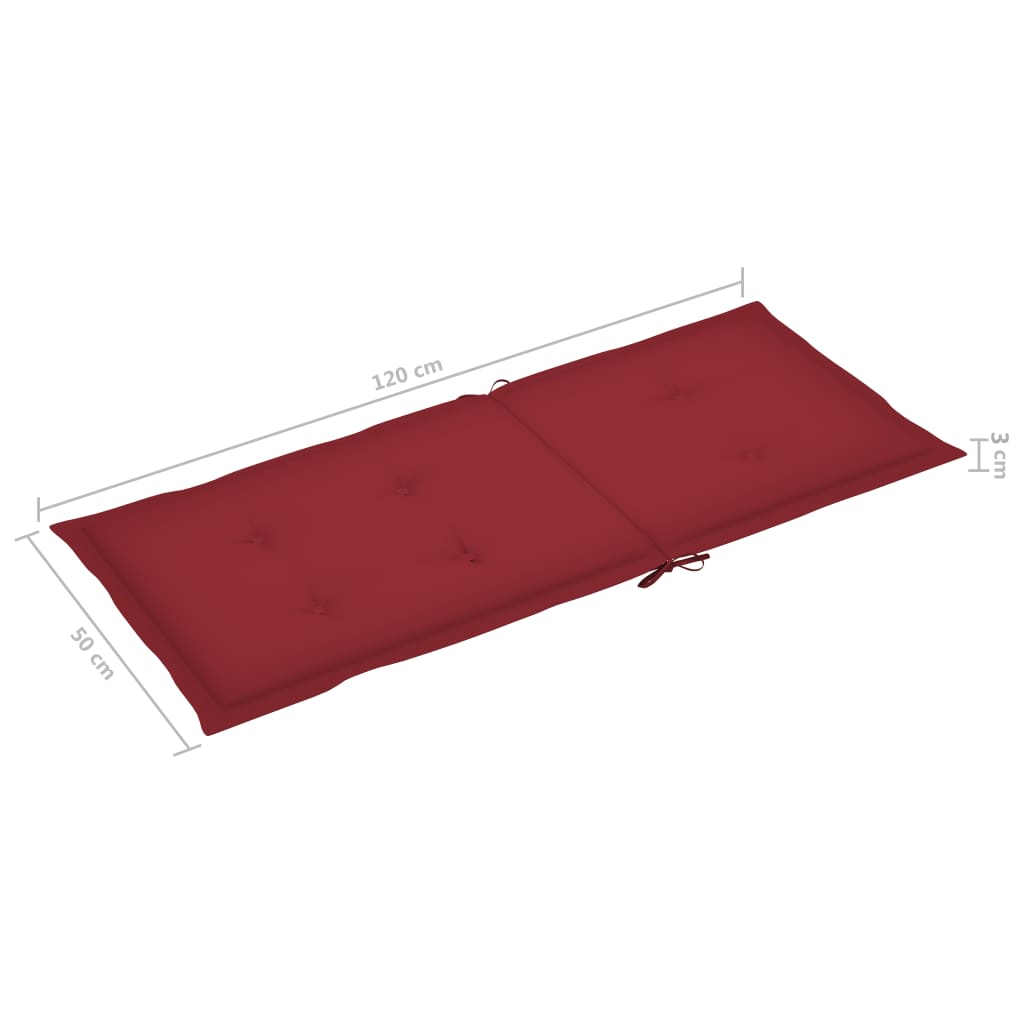 Sedie da Giardino 2 pz con Cuscini Rosso Vino Massello di Teak - homemem39