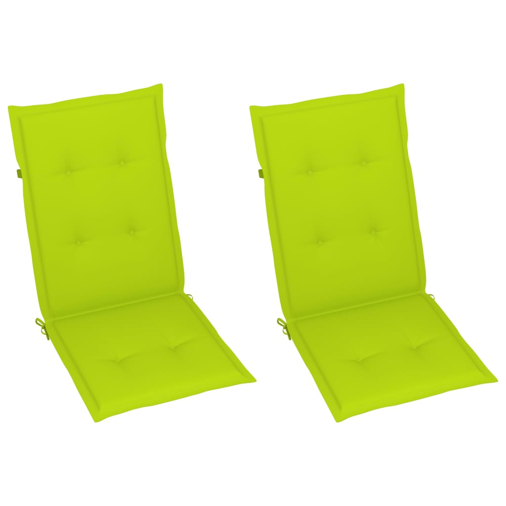 Sedie Giardino 2 pz e Cuscini Verde Brillante Massello di Teak - homemem39